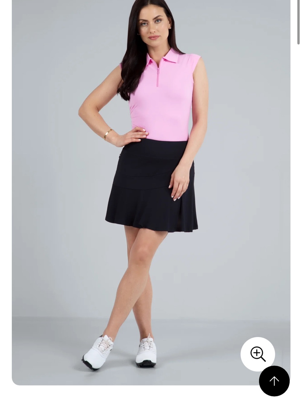 IBKUL Black Skater Golf Skirt with Pink Top (image)